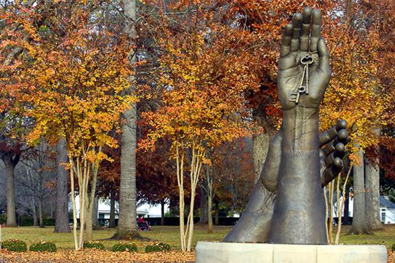 The "Becoming" statue on the UM campus